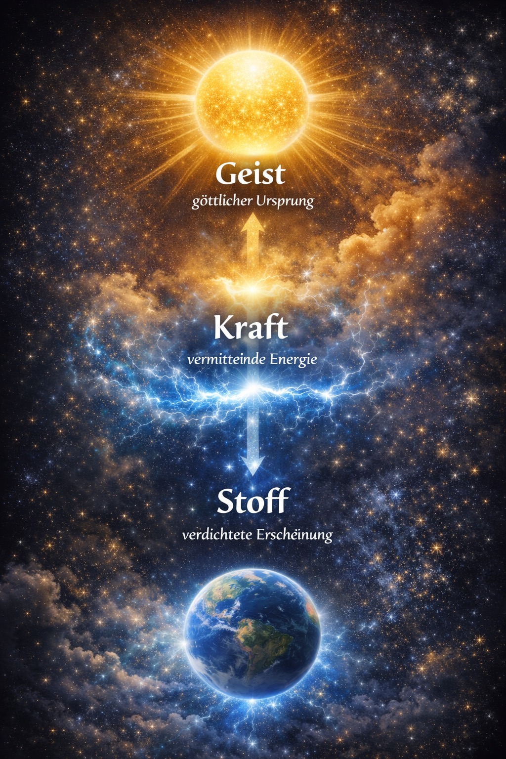 Gott dachte (Sprach) Es werde Licht war der Anfang. Ein Uratom Urlicht verbindet sich mit einem Uratom Urstoff. Ein hochschwingendes unsichtbareres Paradies.